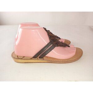 J Renee Women's Jewelry Beads Brown Slip On  Sandals Size 8